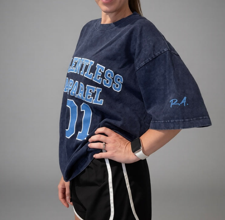 Relentless Apparel Snow Washed Oversized Cotton T-Shirt